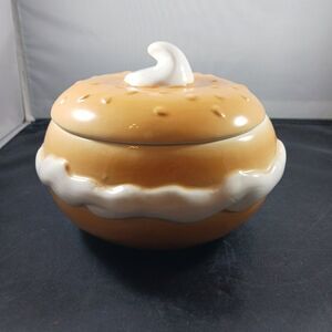 Vintage 1995 Boston Warehouse 5" Bagel Lidded Cream Cheese Bowl Serving Dish
